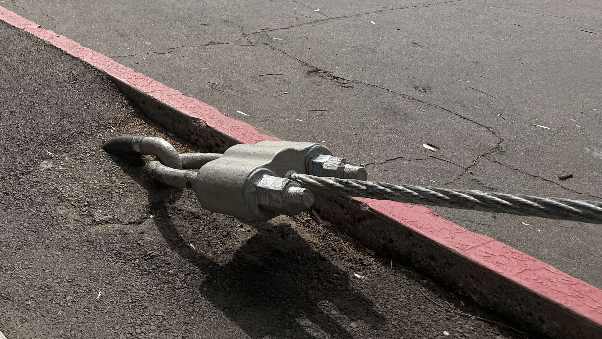 Close-up image showing the Spruce Street Suspension Bridge Cable Anchor